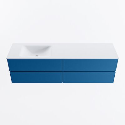 MONDIAZ VICA 170cm badmeubel onderkast Jeans 4 lades. Wastafel CLOUD links 1 kraangat, kleur Talc.