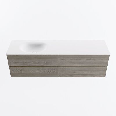 MONDIAZ VICA 170cm badmeubel onderkast Light Brown Grey 4 lades. Wastafel MOON links zonder kraangat, kleur Talc.
