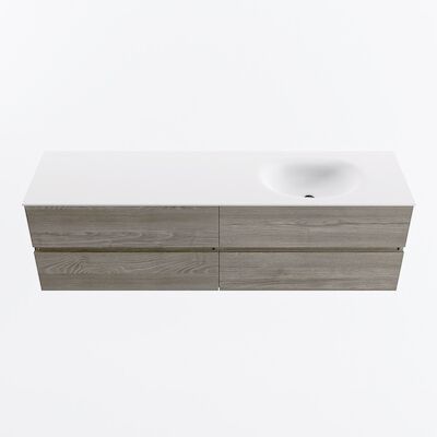 MONDIAZ VICA 170cm badmeubel onderkast Light Brown Grey 4 lades. Wastafel MOON rechts 1 kraangat, kleur Talc.