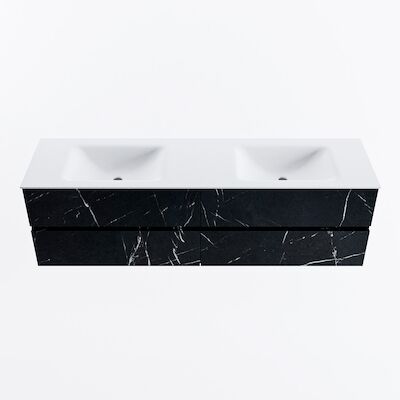 MONDIAZ VICA 170cm badmeubel onderkast Marquina 4 lades. Wastafel CLOUD dubbel zonder kraangat, kleur Talc.