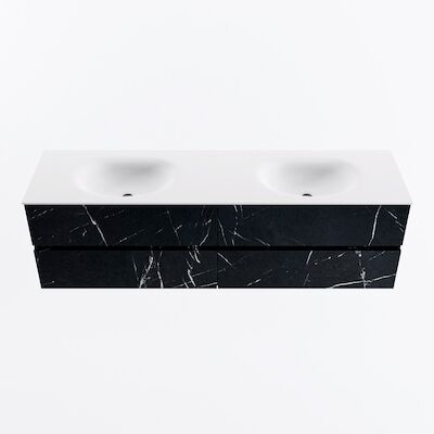 MONDIAZ VICA 170cm badmeubel onderkast Marquina 4 lades. Wastafel MOON dubbel zonder kraangat, kleur Talc.