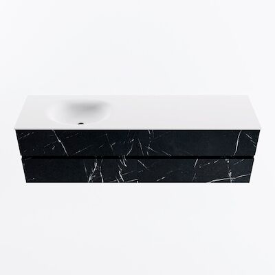 MONDIAZ VICA 170cm badmeubel onderkast Marquina 4 lades. Wastafel MOON links zonder kraangat, kleur Talc.