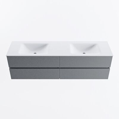 MONDIAZ VICA 170cm badmeubel onderkast Plata 4 lades. Wastafel CLOUD dubbel 2 kraangaten, kleur Talc.