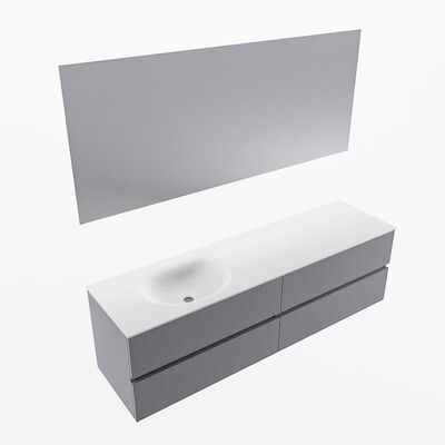 MONDIAZ VICA 170cm badmeubel onderkast Plata 4 lades. Wastafel Moon links zonder kraangat, kleur Talc met spiegel LED.
