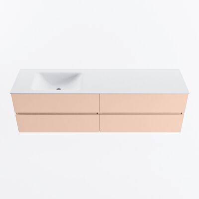MONDIAZ VICA 170cm badmeubel onderkast Rosee 4 lades. Wastafel CLOUD links 1 kraangat, kleur Talc.