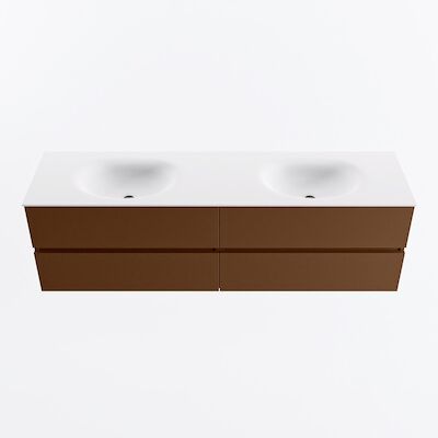 MONDIAZ VICA 170cm badmeubel onderkast Rust 4 lades. Wastafel MOON dubbel 2 kraangaten, kleur Talc.