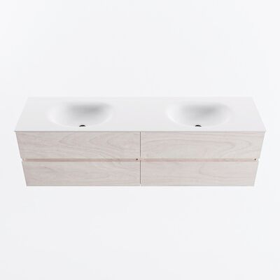 MONDIAZ VICA 170cm badmeubel onderkast Underlayment 4 lades. Wastafel MOON dubbel 2 kraangaten, kleur Talc.