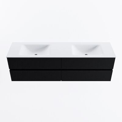MONDIAZ VICA 170cm badmeubel onderkast Urban 4 lades. Wastafel CLOUD dubbel 2 kraangaten, kleur Talc.