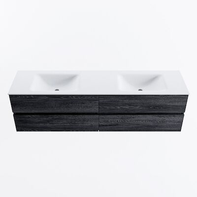 MONDIAZ VICA 180cm badmeubel onderkast Antracite 4 lades. Wastafel CLOUD dubbel 2 kraangaten, kleur Talc.