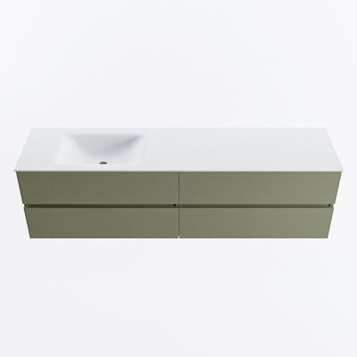 MONDIAZ VICA 180cm badmeubel onderkast Army 4 lades. Wastafel CLOUD links zonder kraangat, kleur Talc.