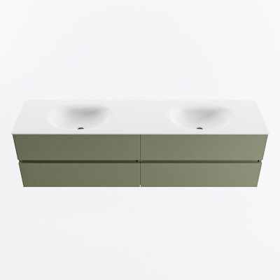 MONDIAZ VICA 180cm badmeubel onderkast Army 4 lades. Wastafel MOON dubbel 2 kraangaten, kleur Talc.