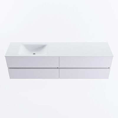 MONDIAZ VICA 180cm badmeubel onderkast Cale 4 lades. Wastafel CLOUD links 1 kraangat, kleur Talc.