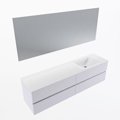 MONDIAZ VICA 180cm badmeubel onderkast Cale 4 lades. Wastafel CLOUD rechts 1 kraangat, kleur Talc met spiegel LED.