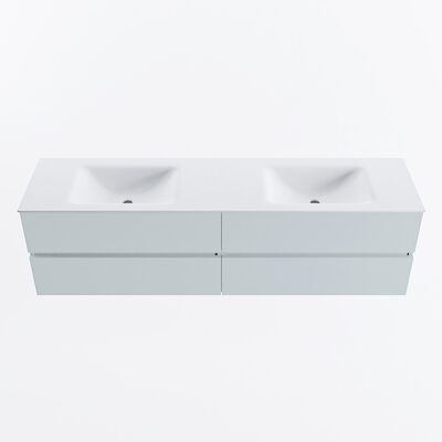 MONDIAZ VICA 180cm badmeubel onderkast Clay 4 lades. Wastafel CLOUD dubbel zonder kraangat, kleur Talc.