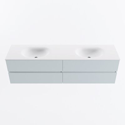 MONDIAZ VICA 180cm badmeubel onderkast Clay 4 lades. Wastafel MOON dubbel zonder kraangat, kleur Talc.