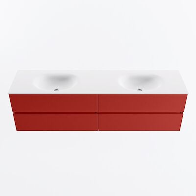 MONDIAZ VICA 180cm badmeubel onderkast Fire 4 lades. Wastafel MOON dubbel zonder kraangat, kleur Talc.