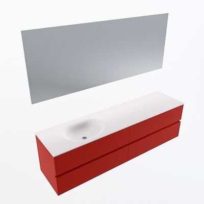 MONDIAZ VICA 180cm badmeubel onderkast Fire 4 lades. Wastafel Moon links zonder kraangat, kleur Talc met spiegel LED.