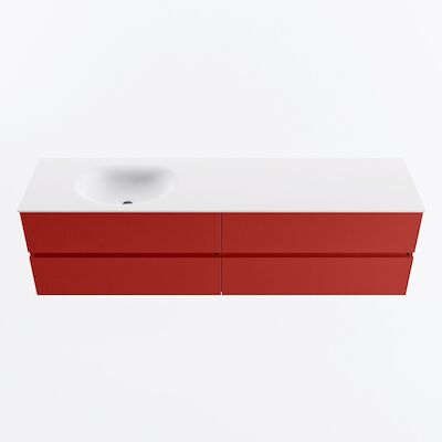 MONDIAZ VICA 180cm badmeubel onderkast Fire 4 lades. Wastafel MOON links zonder kraangat, kleur Talc.