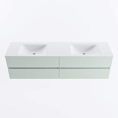 MONDIAZ VICA 180cm badmeubel onderkast Greey 4 lades. Wastafel CLOUD dubbel 2 kraangaten, kleur Talc.