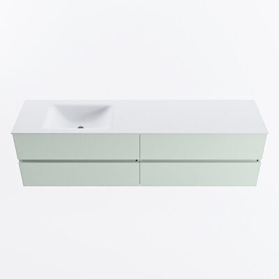 MONDIAZ VICA 180cm badmeubel onderkast Greey 4 lades. Wastafel CLOUD links zonder kraangat, kleur Talc.