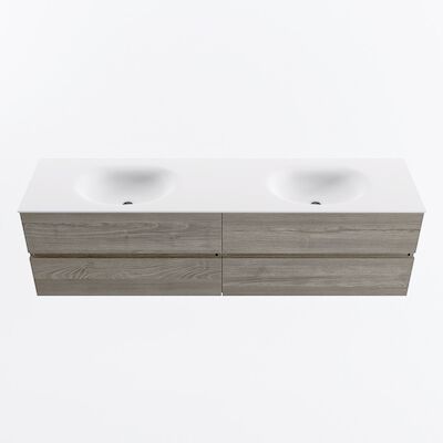 MONDIAZ VICA 180cm badmeubel onderkast Light Brown Grey 4 lades. Wastafel MOON dubbel 2 kraangaten, kleur Talc.