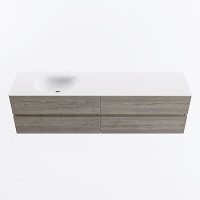 MONDIAZ VICA 180cm badmeubel onderkast Light Brown Grey 4 lades. Wastafel MOON links zonder kraangat, kleur Talc.