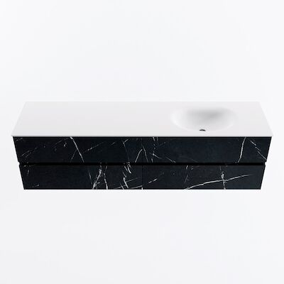 MONDIAZ VICA 180cm badmeubel onderkast Marquina 4 lades. Wastafel MOON rechts zonder kraangat, kleur Talc.