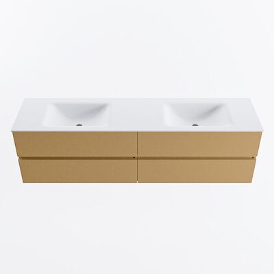 MONDIAZ VICA 180cm badmeubel onderkast Oro 4 lades. Wastafel CLOUD dubbel 2 kraangaten, kleur Talc.