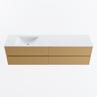 MONDIAZ VICA 180cm badmeubel onderkast Oro 4 lades. Wastafel CLOUD links zonder kraangat, kleur Talc.