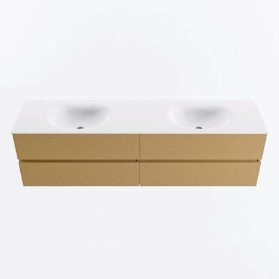 MONDIAZ VICA 180cm badmeubel onderkast Oro 4 lades. Wastafel MOON dubbel 2 kraangaten, kleur Talc.