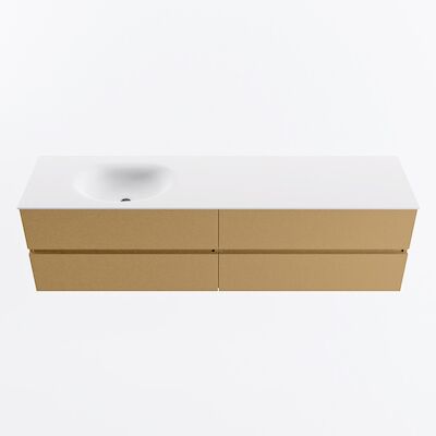 MONDIAZ VICA 180cm badmeubel onderkast Oro 4 lades. Wastafel MOON links 1 kraangat, kleur Talc.
