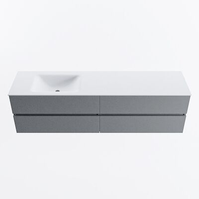 MONDIAZ VICA 180cm badmeubel onderkast Plata 4 lades. Wastafel CLOUD links zonder kraangat, kleur Talc.