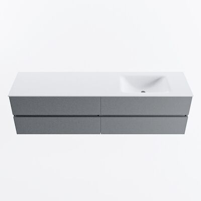 MONDIAZ VICA 180cm badmeubel onderkast Plata 4 lades. Wastafel CLOUD rechts zonder kraangat, kleur Talc.