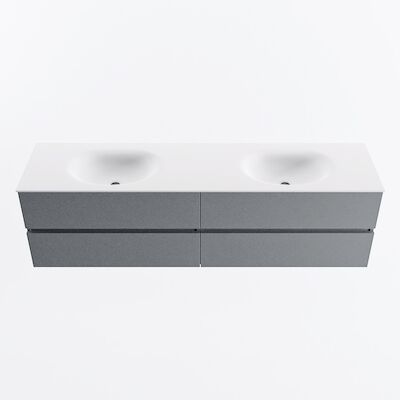 MONDIAZ VICA 180cm badmeubel onderkast Plata 4 lades. Wastafel MOON dubbel 2 kraangaten, kleur Talc.