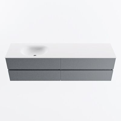 MONDIAZ VICA 180cm badmeubel onderkast Plata 4 lades. Wastafel MOON links 1 kraangat, kleur Talc.