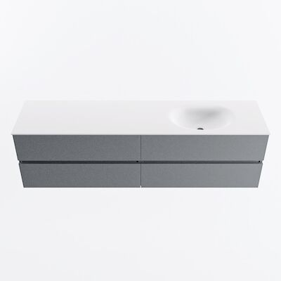 MONDIAZ VICA 180cm badmeubel onderkast Plata 4 lades. Wastafel MOON rechts 1 kraangat, kleur Talc.