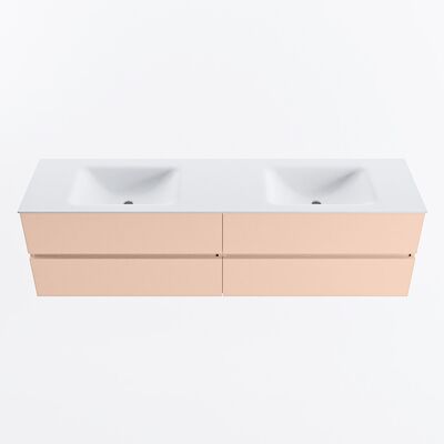 MONDIAZ VICA 180cm badmeubel onderkast Rosee 4 lades. Wastafel CLOUD dubbel 2 kraangaten, kleur Talc.