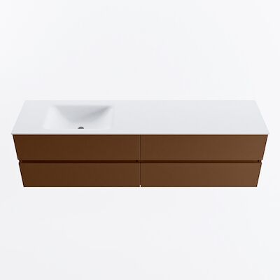 MONDIAZ VICA 180cm badmeubel onderkast Rust 4 lades. Wastafel CLOUD links 1 kraangat, kleur Talc.