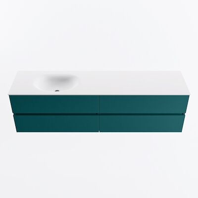 MONDIAZ VICA 180cm badmeubel onderkast Smag 4 lades. Wastafel MOON links 1 kraangat, kleur Talc.