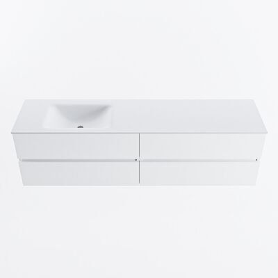MONDIAZ VICA 180cm badmeubel onderkast Talc 4 lades. Wastafel CLOUD links 1 kraangat, kleur Talc.