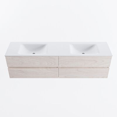 MONDIAZ VICA 180cm badmeubel onderkast Underlayment 4 lades. Wastafel CLOUD dubbel 2 kraangaten, kleur Talc.