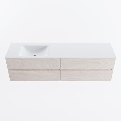 MONDIAZ VICA 180cm badmeubel onderkast Underlayment 4 lades. Wastafel CLOUD links 1 kraangat, kleur Talc.
