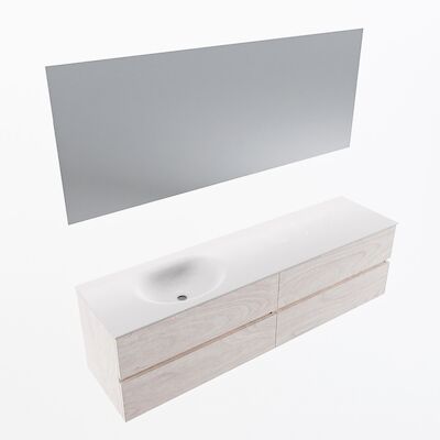 MONDIAZ VICA 180cm badmeubel onderkast Underlayment 4 lades. Wastafel Moon links 1 kraangat, kleur Talc met spiegel LED.