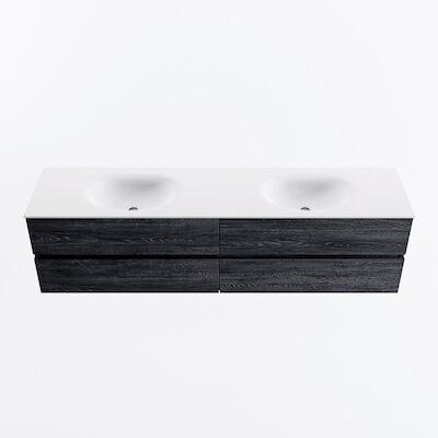 MONDIAZ VICA 190cm badmeubel onderkast Antracite 4 lades. Wastafel MOON dubbel 2 kraangaten, kleur Talc.
