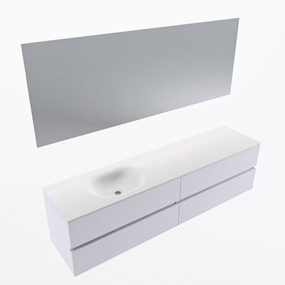 MONDIAZ VICA 190cm badmeubel onderkast Cale 4 lades. Wastafel Moon links 1 kraangat, kleur Talc met spiegel LED.