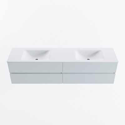 MONDIAZ VICA 190cm badmeubel onderkast Clay 4 lades. Wastafel CLOUD dubbel zonder kraangat, kleur Talc.