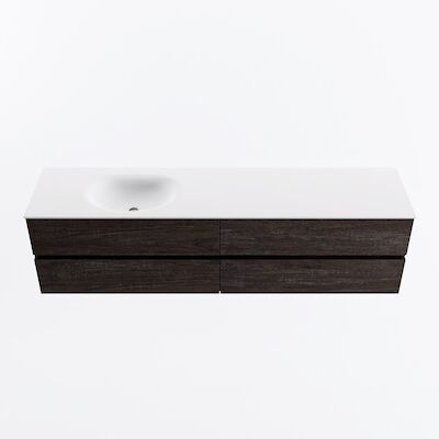 MONDIAZ VICA 190cm badmeubel onderkast Dark Brown 4 lades. Wastafel MOON links 1 kraangat, kleur Talc.