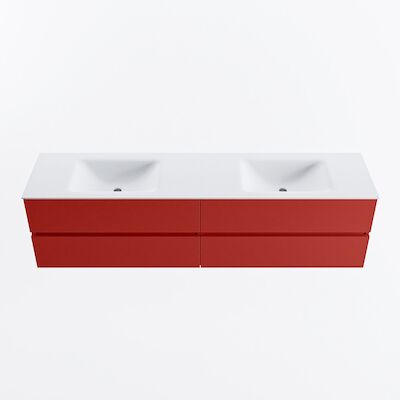 MONDIAZ VICA 190cm badmeubel onderkast Fire 4 lades. Wastafel CLOUD dubbel zonder kraangat, kleur Talc.