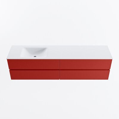 MONDIAZ VICA 190cm badmeubel onderkast Fire 4 lades. Wastafel CLOUD links zonder kraangat, kleur Talc.