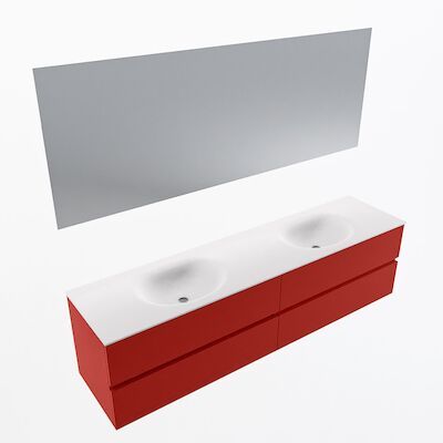 MONDIAZ VICA 190cm badmeubel onderkast Fire 4 lades. Wastafel Moon dubbel 2 kraangaten, kleur Talc met spiegel LED.